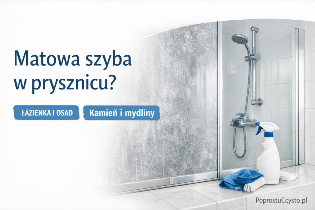 czyszczenie szyby prysznicowej z nalotu kamienia i mydliny miękką ściereczką